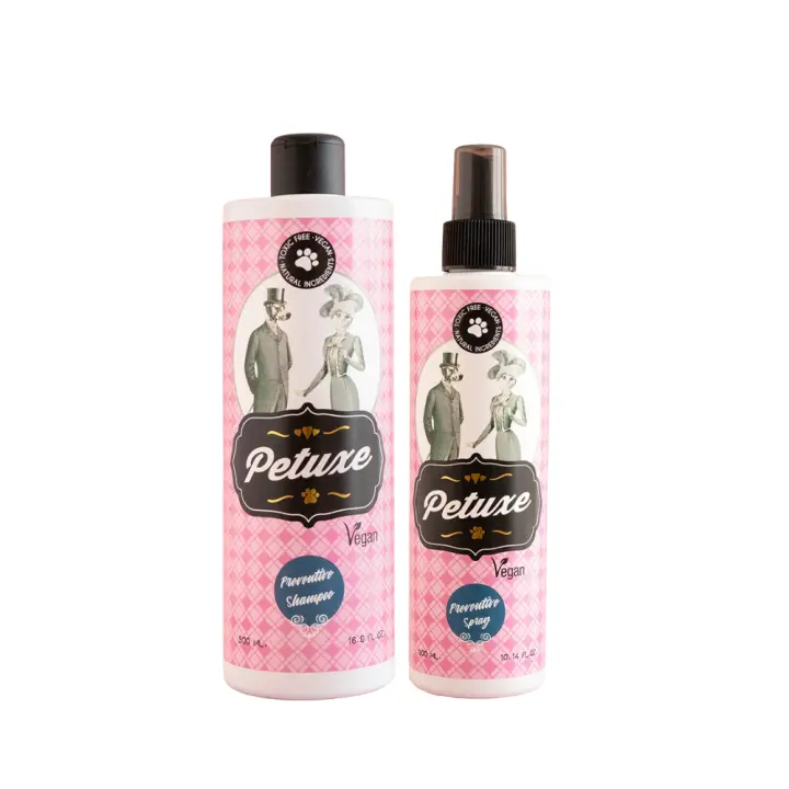 Petuxe Cosmetics Champú y Spray Preventivos para Perros y Gatos | Hidratación Profunda y Prevención de Insectos - 1