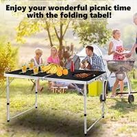 STARLEY-Mesa de campamento plegable Aluminio,mesa de campamento portátil altura ajustable para picnic, barbacoa, fiesta, playa,120 x 60 cm,Color Blanco,Negro - details 3