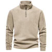 Nuevo estilo de otoño e invierno para hombre, sudadera de manga larga con media cremallera y cuello alto, cuello alto, top de forro polar para hombre moderno y versátil - details 6