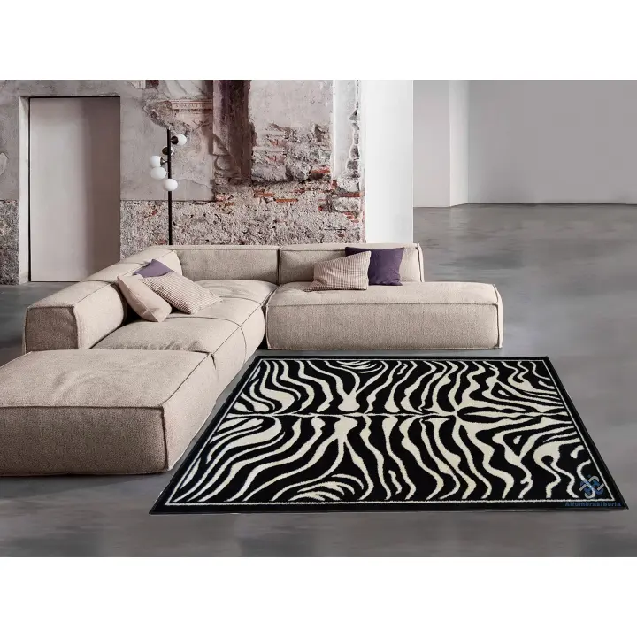 Alfombra de Salon Moderna con diseño de Cebra  De Pelo Corto en Polipropileno y 100% Lavable  En Varias medidas, ideales para cualquier Salón, Dormitorio , Sala , Comedor o Habitacion - 1