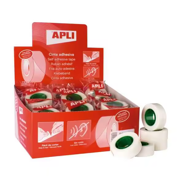 Apli expositor de 35 cintas adhesivas invisibles 19 mm x 33 m (35 uds) - 1