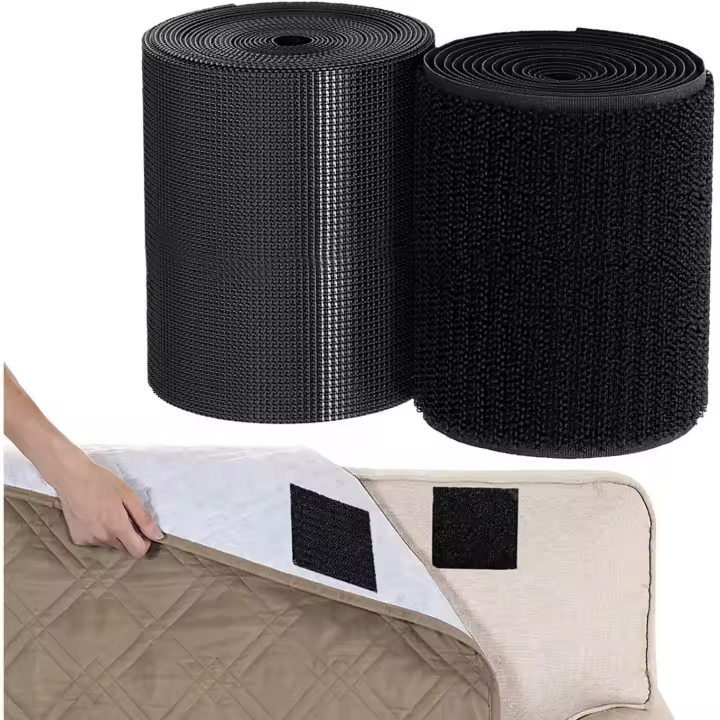11cm X 6m Belcro Adhesivo Doble Cara Grande para Mantiene Cojines en su Sitio Belcro Adhesivo Fuerte Cinta Adhesivo Belcro Ancho Belcro Negro Tela Hook and Loop Cierre para el Hogar y la Oficina - 1