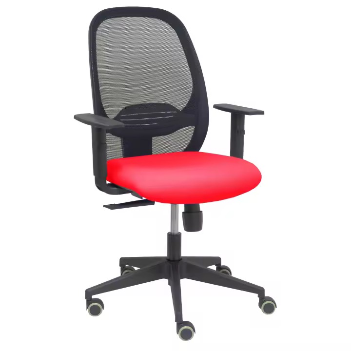Silla Cilanco negra malla negra asiento bali rojo brazo regulable - 1