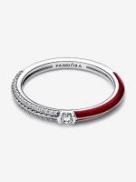 Pandora ME with pavé y Rojo-Plata de LeyPandora-Anillo Doble - details 1