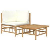 vidaXL Set de muebles de jardín 2 piezas bambú con cojines Crema, Gris oscuro, Conjunto Terraza Muebles Jardín Exterior Juego de Muebles de jardín Mueble Jardín Exterior Muebles de Salon Exterior - details 1