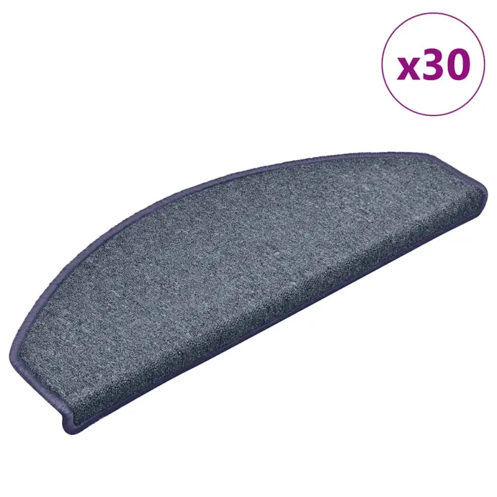 vidaXL Alfombrilla escalera 30 uds gris oscuro y azul 65x24x4 cm - 1