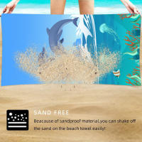 Toalla de playa de microfibra con diseño de delfín azul, ideal para natación, viajes, acampada y deportes. - details 8