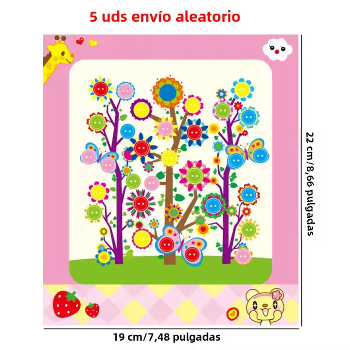 5pcs Estilo Aleatorio Parches De Botones Para Niños Juguetes Educativos De Artesanía DIY Creativos Para El Dibujo Y La Pintura En Escuela - 1