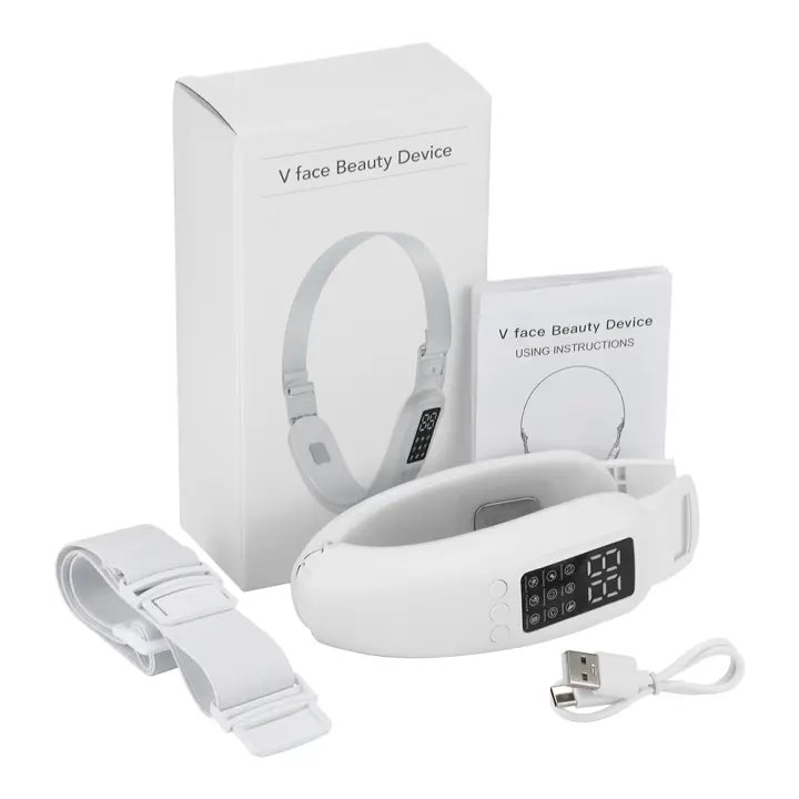 Masajeador Facial EMS Levantador De Pecho Doble V Con Luz Roja Y Azul LED Dispositivo De Cuidado De La Piel Para Adelgazamiento Y Tonificación Facial - 1