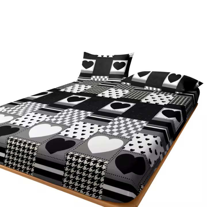 Sábana Ajustada De Corazón Geométrico Sencillo Y Moderno En Acabado Mate Sin Fundas De Almohada Para Dormitorio - 1