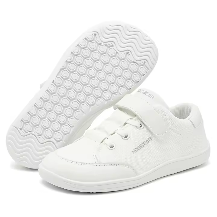 Zapatos De Tobillo Ancho Para Niños HOBIBEAR Zapatillas Minimalistas De Piel Sintética Y Malla Ligera Con Enganche Para Niños Y Niñas - 1