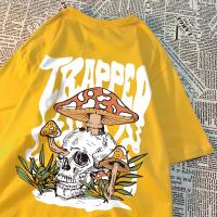 Camiseta De Algodón Gruesa Para Hombres Y Mujeres Con Estampado De Cráneo Horror T-Shirt Casual Oversize Tejido De Jersey Protección Solar Secado Rápido Y Transpirable - details 1