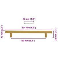 vidaXL Tiradores para armarios 10 uds acero inoxidable dorado 160 mm - details 7