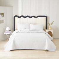 Colcha Liso Premium 6 Colores Neutros - Gris, Blanco, Beige, Verde, Azul y Rosa | Tallas Exactas 90, 105, 135 y 150 cm | Incluye 1-2 Fundas de Almohada Minimalistas | - details 1