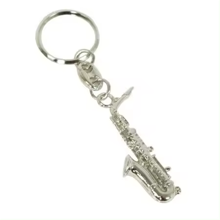 Llavero Saxo MEGA MUSIC Plateado 5cm muy elegante - 1