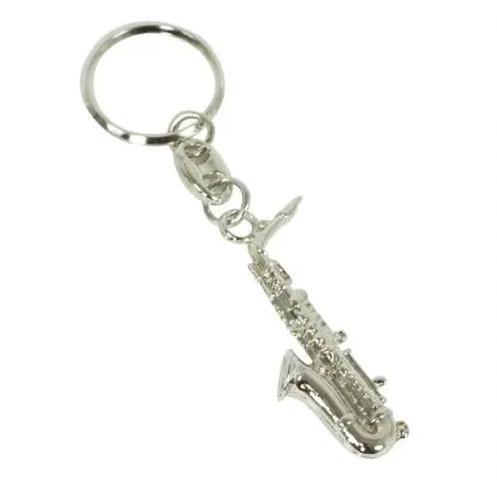 Llavero Saxo MEGA MUSIC Plateado 5cm muy elegante - 1
