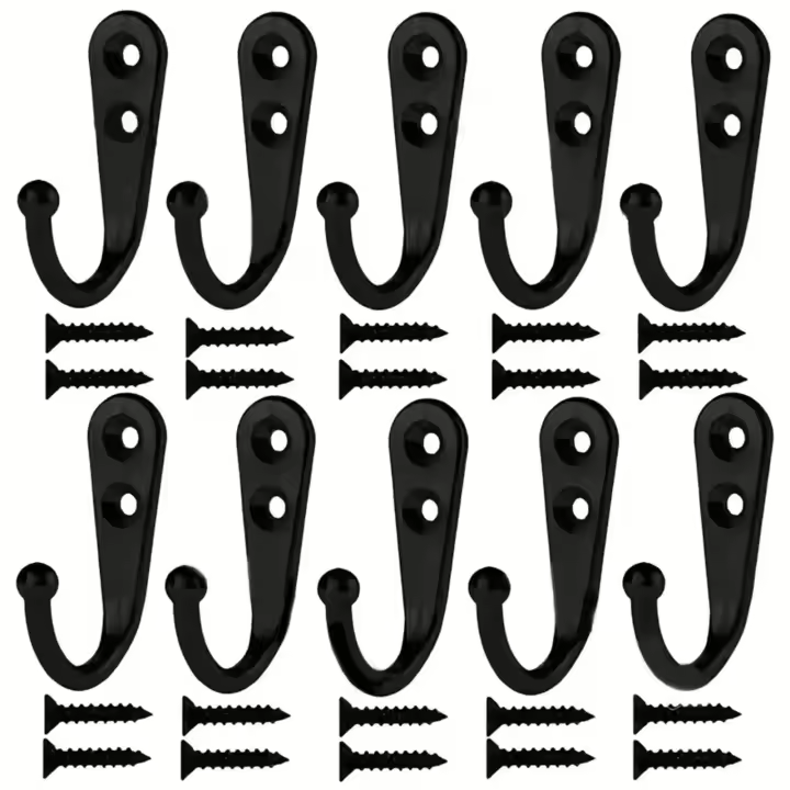Gancho Retro Para Pared Y Puerta 10Pcs Soporte De Ropa Pesado Para Cocina Y Baño Con Tornillos Y Absorción De Pesas - 1