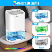 Deshumidificador para el hogar Deshumidificador para dormitorio pequeño de 35 oz 2500 pies cúbicos (350 pies cuadrados) con 7 luces LED Ultra silencioso y apagado automático Baño Sótano Armario Deshumidificador de garaje - details 1
