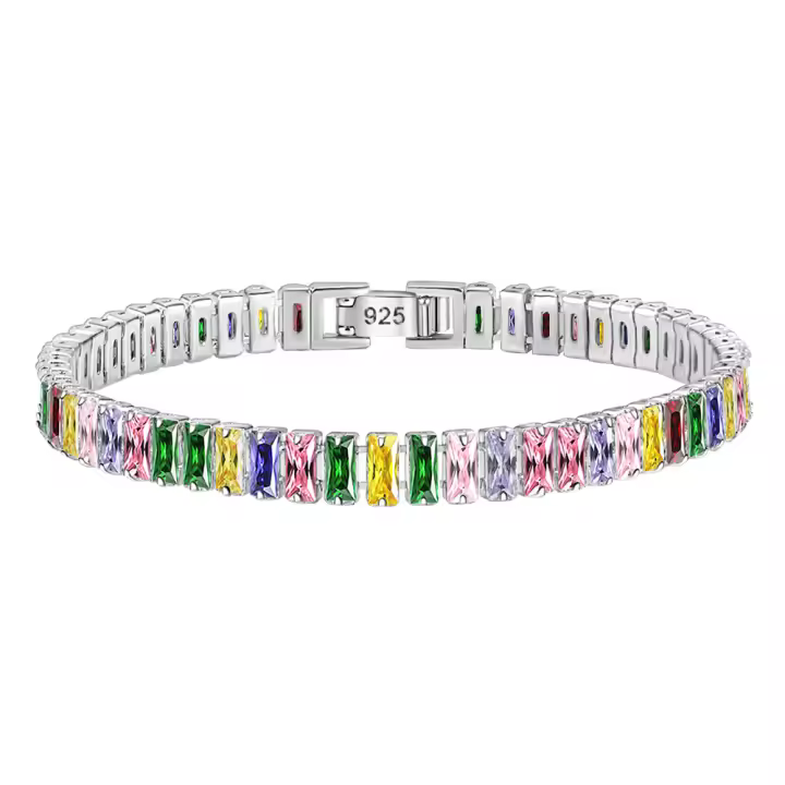 Pulsera de Plata de Ley 925 para Mujer, pulsera de circorita de Colores, joyería de lujo, regalo De Fiesta - 1