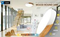 IluminaShop - Plafón LED Techo Circular 24W con Mando a distancia, Regulable 2700K-6500K blanco frío a cálido e intensidad, 2400LM, Diseño con Madera Natural, para Baño, Cocina, Dormitorio, Salón - details 0