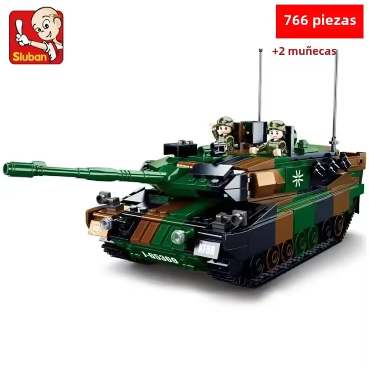 Modelo De Tanque Blindado Leopard 2A5 De 766 Piezas Sluban 1/35 Escala Para Jóvenes Constructores Y Coleccionistas De Juguetes - 1