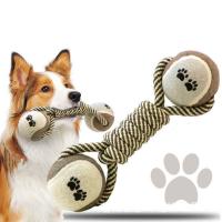 Juguete Interactivo Para Perros De Tamaño Medio Y Grande Con Correa De Algodón Y Bola De Tenis Dumbbell Juguete De Masticar Para Entrenamiento Y Diversion - details 6