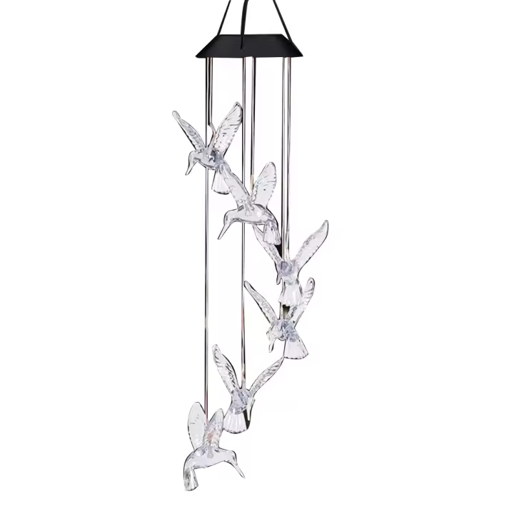 Carillón de Viento solar LED que cambia de color de Colibrí/Mariposa para el hogar/Patio/Jardín, para Mujeres gift - 1