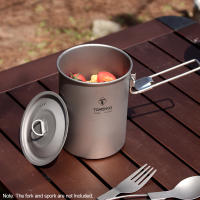 Tomshoo Olla De Titanio De 900ml Con Tapa Y Mango Plegable Cocina Portátil Para Camping Senderismo Picnic Soporte Para Arroz Y Comida Taza Y Botella - details 7