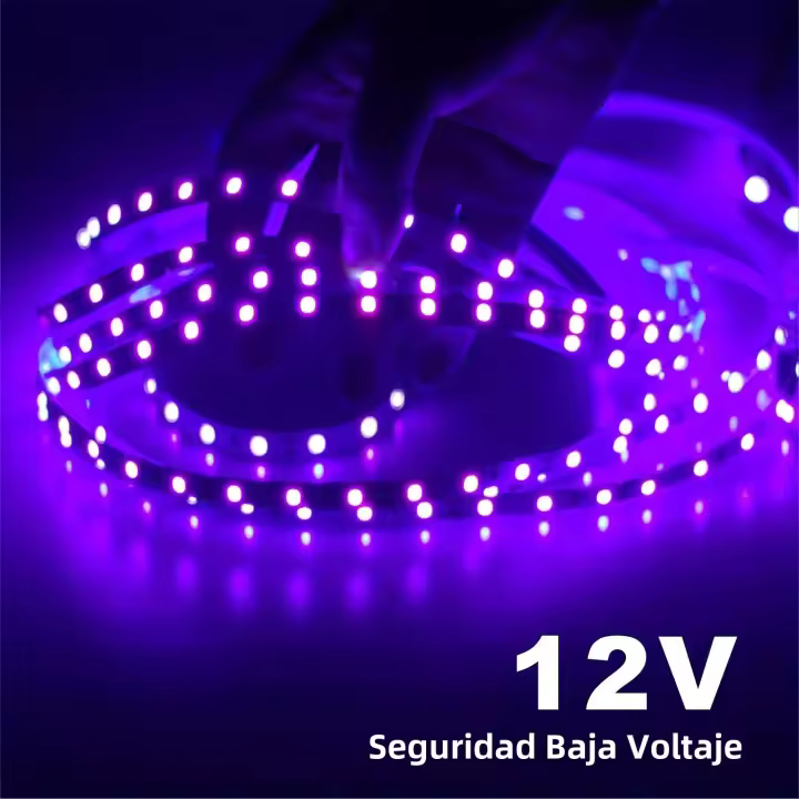 Tira De Luces LED UV Azul 16.4 Pies/5 Metros 12VDC SMD3528 300 LEDs UV No Impermeable Fijaciones De Luz Negra - 1