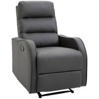 HOMCOM Sillón Relax Reclinable Manual, Sillón Relax Tapizado en PU con Reposapiés Retráctil, Acolchado Grueso, Butaca Reclinable hasta 160º, para Salón, Dormitorio, Gris, 65x89x100 cm - details 0