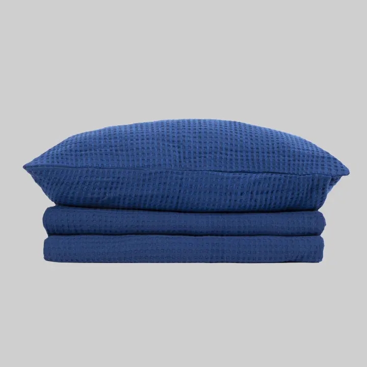 Llartextil Colcha Davinia Azul - Suave Como una Nube - 100% Algodón - Cambios Gratuitos - 1