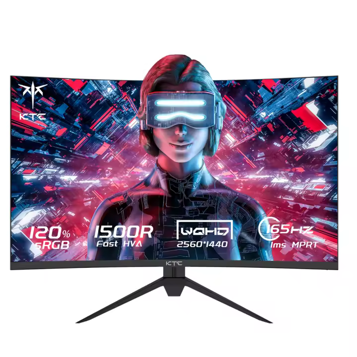 KTC Monitor Gaming Curvo de 27 ”, 170Hz, 165Hz, 2K QHD 2560 x 1440, 1ms, HVA 1500R Sin Marco, FreeSync & G-Sync, 16:9, 120% sRGB_4000:1_250cd/m²_3ms _Flicker-Free_ Low Blue Light, Pantalla de reducción de luz Azul, DP1.4, HDMI2.0, H27S17 Salida de audio - 1