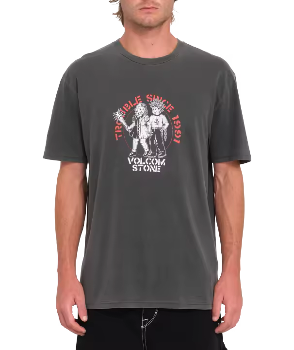 Camiseta de manga corta Volcom Trouble Couple Pw - Black - 1