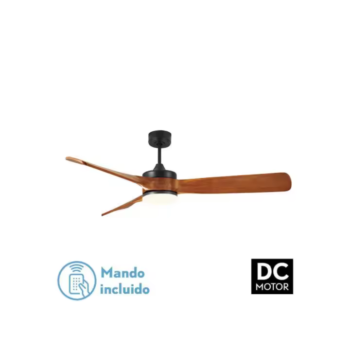 Ventilador dc oriente 26w negro 3 aspas de roble 132d 6vel 3 colores 2950lm mando, memoria, temporizador - 1
