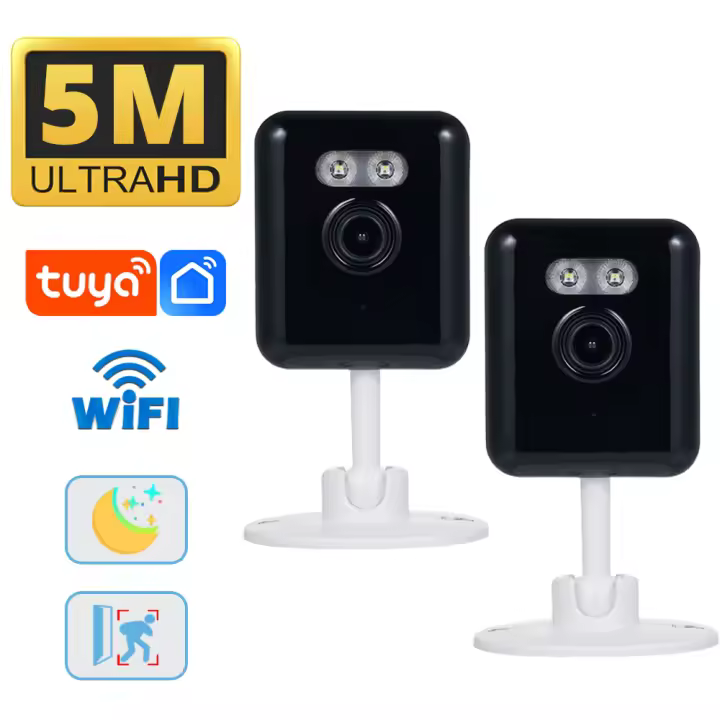Cámara IP Wifi Mini SMART LIFE 5MP Vigilancia HD Inalámbrica Monitoreo De Bebé Para El Hogar Con Detección De Movimiento Tuya Negro Soporte Hasta 128GB - 1