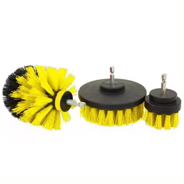 Kit de 3 cepillos de limpieza para cocina y baño para taladro eléctrico (amarillo) - 227714 Amarillo - 1