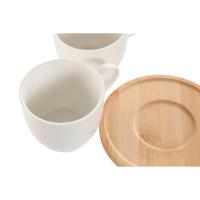 Set de 6 Tazas de Porcelana con Plato de Bambú – Elegancia y Sencillez. OJO !!! Capacidad de las Tazas: 90 ml: Ideal para espresso. 220 ml: Ideal para café americano. Viene en una caja cuidadosamente diseñada, lo que lo conviert - details 1