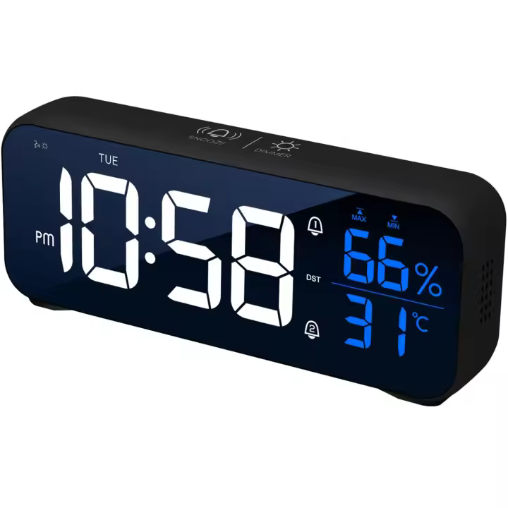 Reloj Despertador de Noche con Temperatura y Humedad - 1
