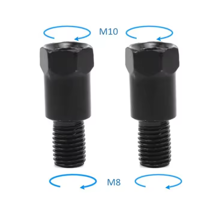 Adaptadores De Espejos Retrovisores Para Motocicleta 8MM 10MM Tornillos De Conversión Horaria Y Antihoraria Negro Acero Metálico - 1