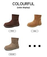 Botas De Tobillo Para Mujer Botines De Invierno Con Tacón Y Peluche Encima De La Rodilla Zapatos De Cuña Para Otoño Y Primavera - details 8