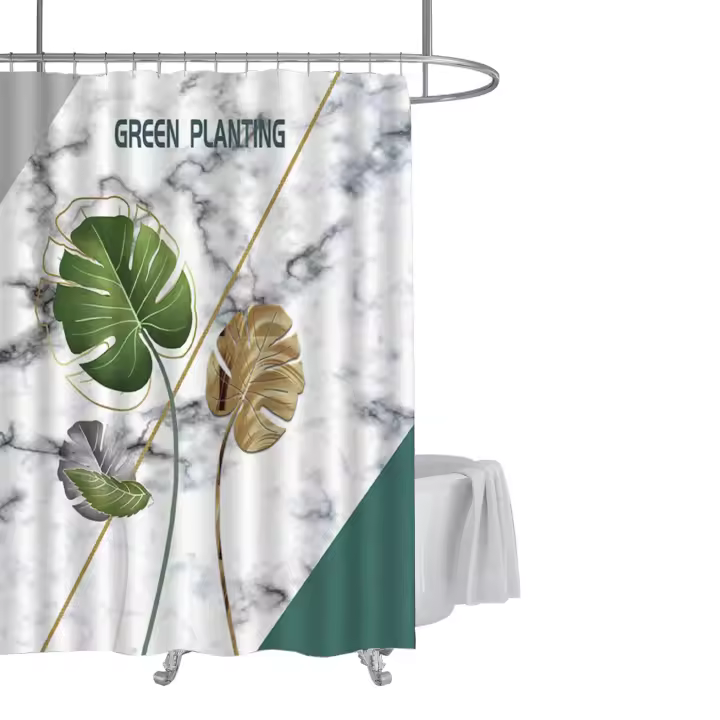 Cortina Impermeable para Baño y Ducha, 100% Poliéster. Lavable en Máquina, 180x180 cm, 12 Ganchos. Lona Impermeable, Anti Moho, Resistente al Agua. - 1