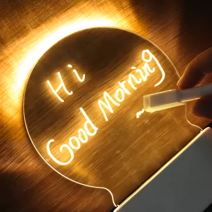 Lámpara De Noche USB Luminosa De Acrílico Con Tablero Erasable Luz Creativa LED Transparente Para Mesa Iluminación De Ambiente Contemporáneo - 1