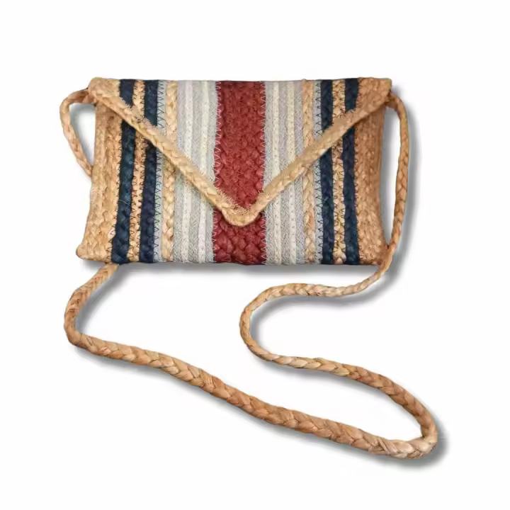 ANIMS - Bolso de yute 100% natural, en forma de sobre, cierre de imán en la solapa. Medidas 27x19cm - 1