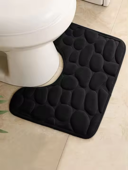 Alfombra De Pies Para Baño Y WC Antideslizante Absorbente De Agua U-Shaped Alfombrilla Impermeable De Poliéster 100% - 1