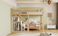 140*200, Escalera with mantimiento, Barandillas Altas, Cuna, Cama Juvenil, Somier de Madera Maciza, Colour Madera - details 2