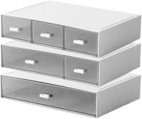 Caja de almacenamiento de plástico de 3 Cajas, cajas de escritorio, almacenamiento de maquillaje, Organizador de escritorio y accesorios (Blanco) - details 0
