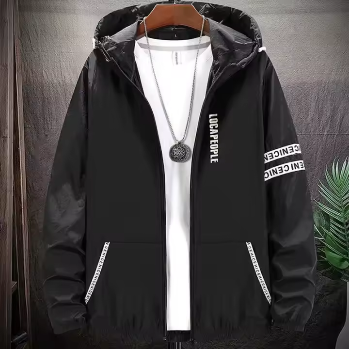 Chaqueta De Motorista Casual Para Hombre Verano Protección Solar Ultra Ligera Con Capucha Grande Chaqueta De Viento Resistente Talla Grande - 1