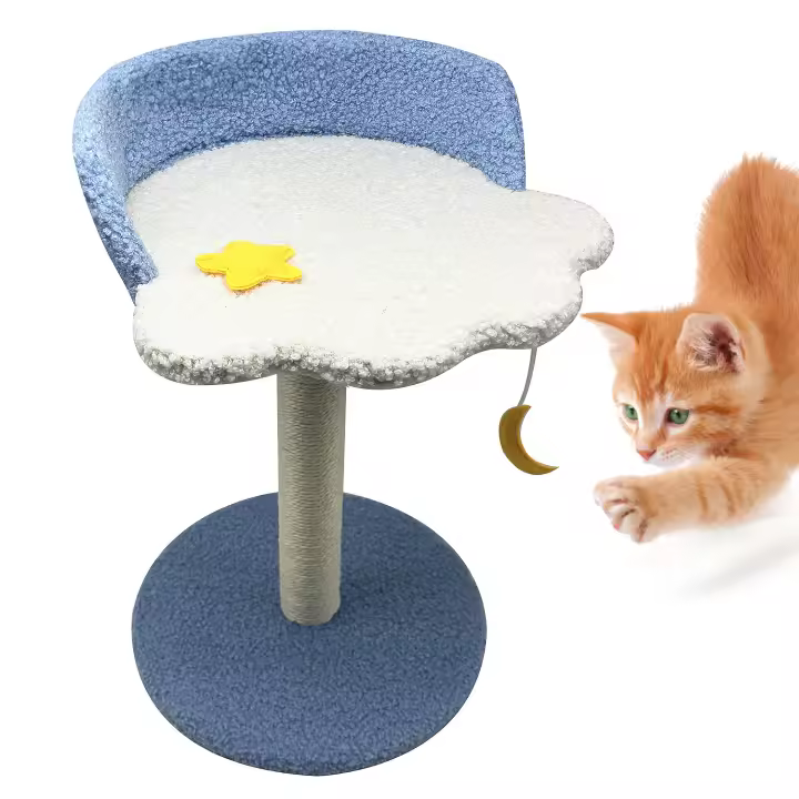 Rascador Árbol para Gatos en Forma de Nube, Rascador con Diseño Creativo de Estrella y Luna, Juguete Interactivo para Gatos, Mueble Moderno para Mascotas BPS-10837 - 1