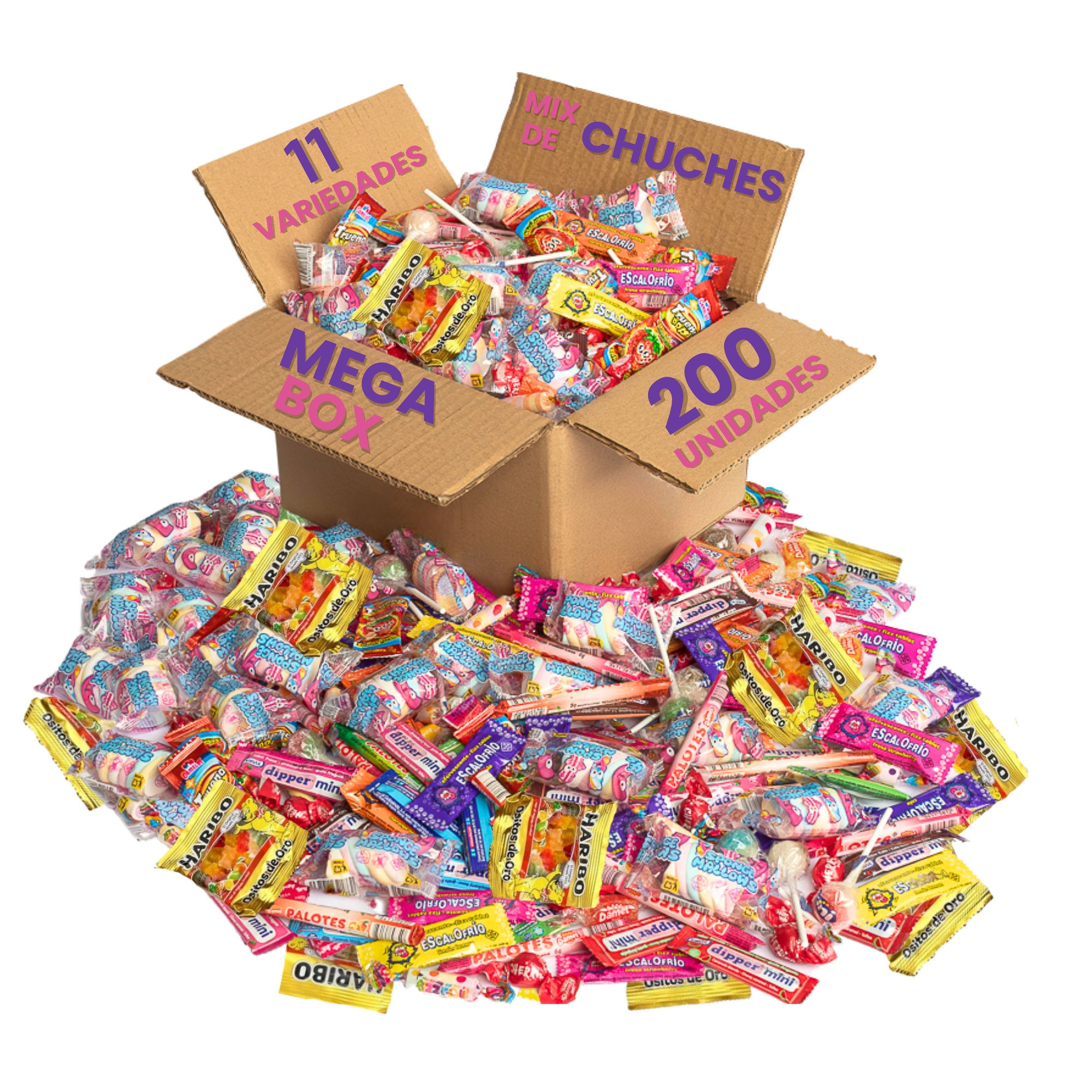 Mega Pack 300 o 200 Chuches Infantiles Surtidas | Bolsitas Individuales Sin Gluten ni Lactosa | Caramelos para Piñatas, Cumpleaños, Fiestas y Bolsas Sorpresa