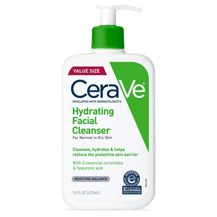 CeraVe - Limpiador facial hidratante de 473 ml para limpieza diaria_ piel seca a normal - 1